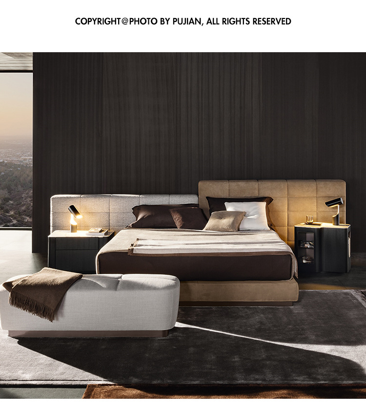Italian Minimalist Hign-end Headboard Upholstered Home Bedroom Furniture King Size Queen Size Modern Bed