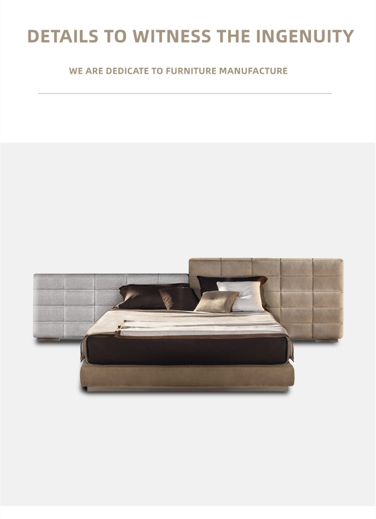 Italian Minimalist Hign-end Headboard Upholstered Home Bedroom Furniture King Size Queen Size Modern Bed