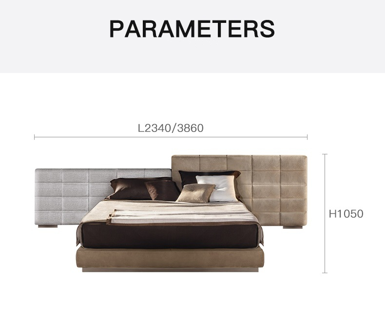 Italian Minimalist Hign-end Headboard Upholstered Home Bedroom Furniture King Size Queen Size Modern Bed