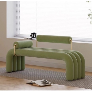 CEO Furniture Factory Unique Design Modern Furniture Modern Velvet Orange Bank Salon Bank Ottoman fo