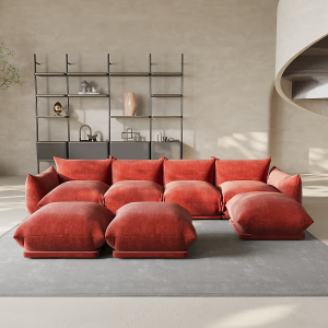 CEO Furniture Factory High End Minimalist Modern Leather Modular Sectional Villa 8 Seater Oversize H