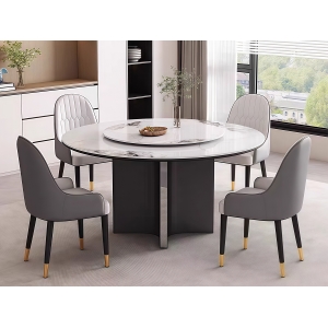CEO Furniture Factory High Quality Round Dining Room Set Dinner Table and Chairs Classic Rock Stone 