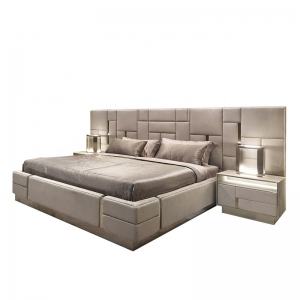 CEO Furniture Factory Custom Italian Latest Luxury Bedroom Furniture High Quality Leather Large Doub