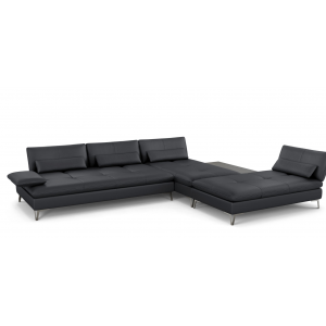 CEO Furniture Factory L Shape Black Leather Sectional Sofa Corner Sofa with Cushions and Adjustable 