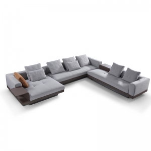 CEO Furniture Factory Italy Modern Leather U l c Shape Sectional Sofa Set with Wood European Design 
